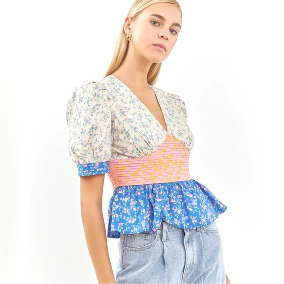 BNWT English Factory mixed media top - Picture 4 of 6